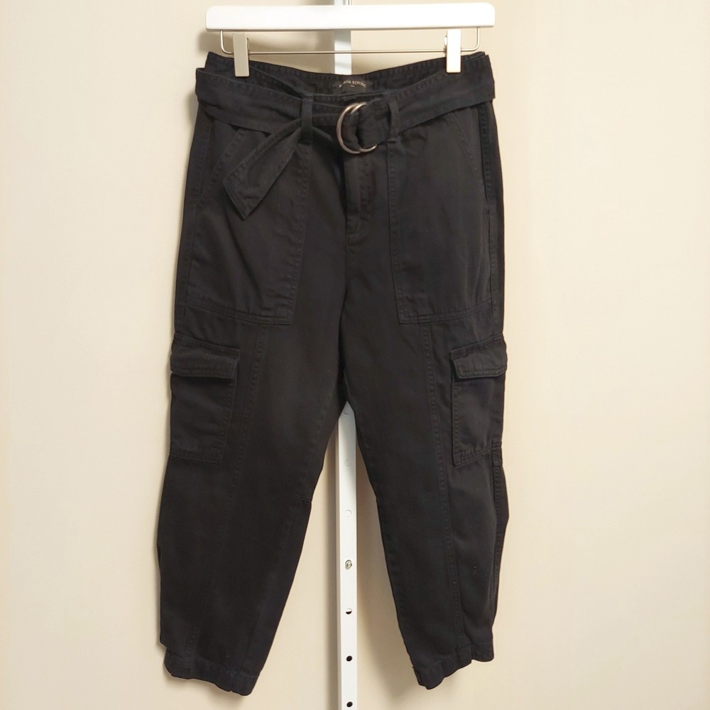 Banana Republic Black Belted Cargo Pant Jogger 2P Cropped Gorpcore Minimal